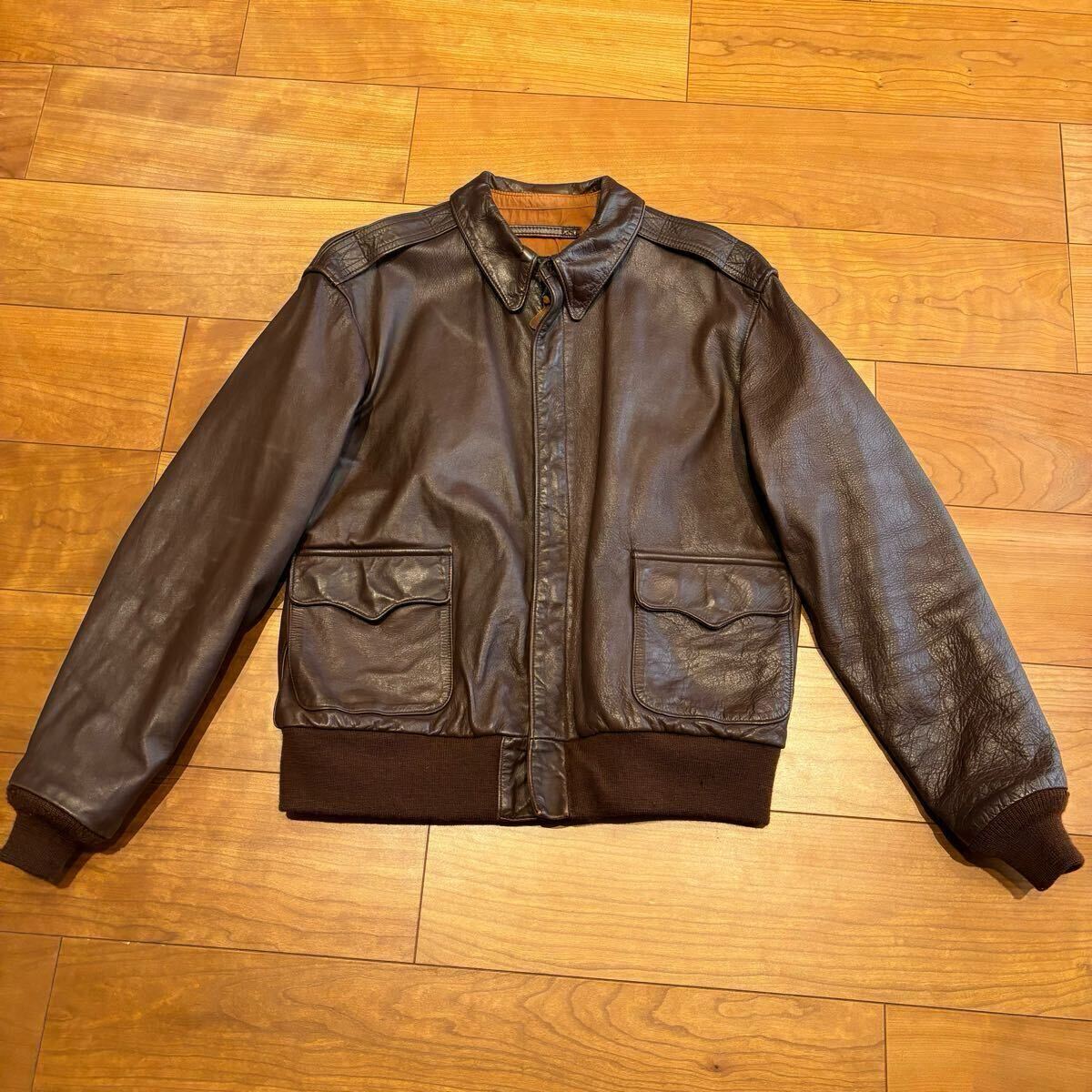 美品】 EVISU A-1 フライト ジャケット 本革レザー 革ジャン 38 【公式