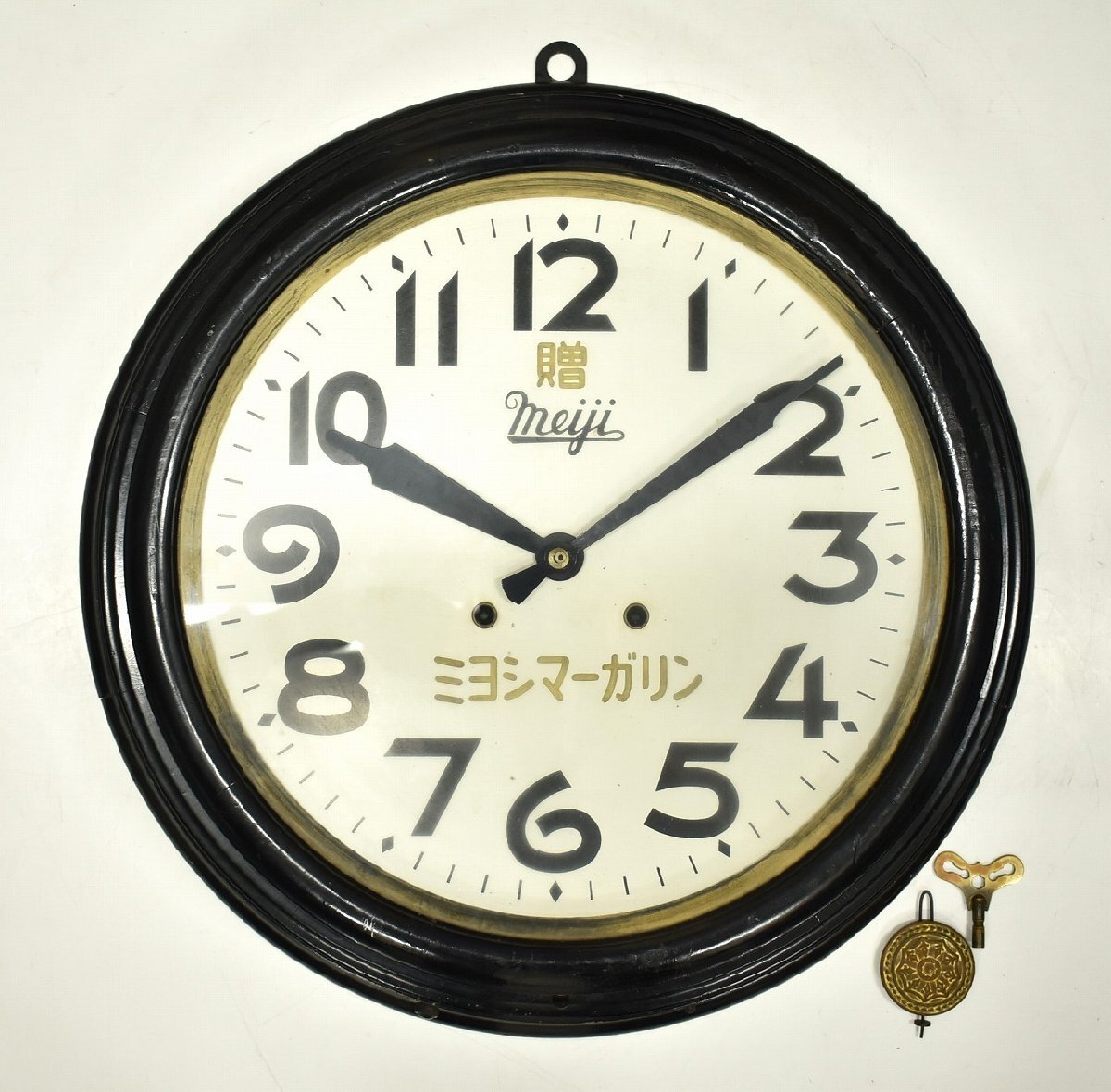 明治時計 meiji 丸型 掛時計 機械式 ゼンマイ式 直径約40cm 古時計 明治時計 meiji 丸型 掛時計 機械式 ゼンマイ式 直径約40cm 古