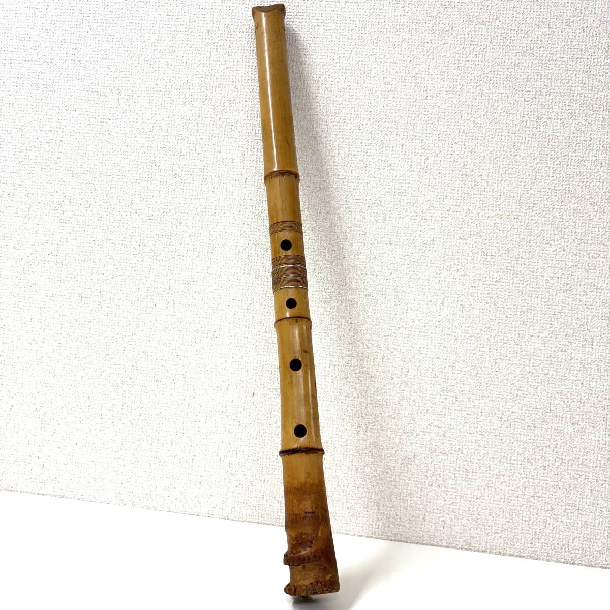 h74)琴古流尺八 【三浦龍畝】 2尺1寸 63.7cm 牙歌口 節残し 銀