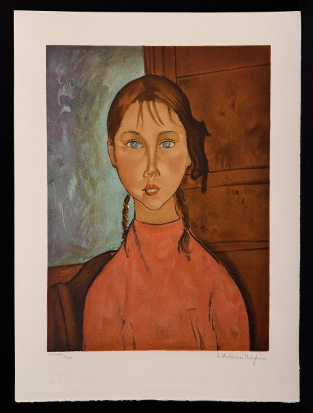 おさげ髪の少女/モディリアーニ、リトグラフ◇保証書あり◇の落札情報