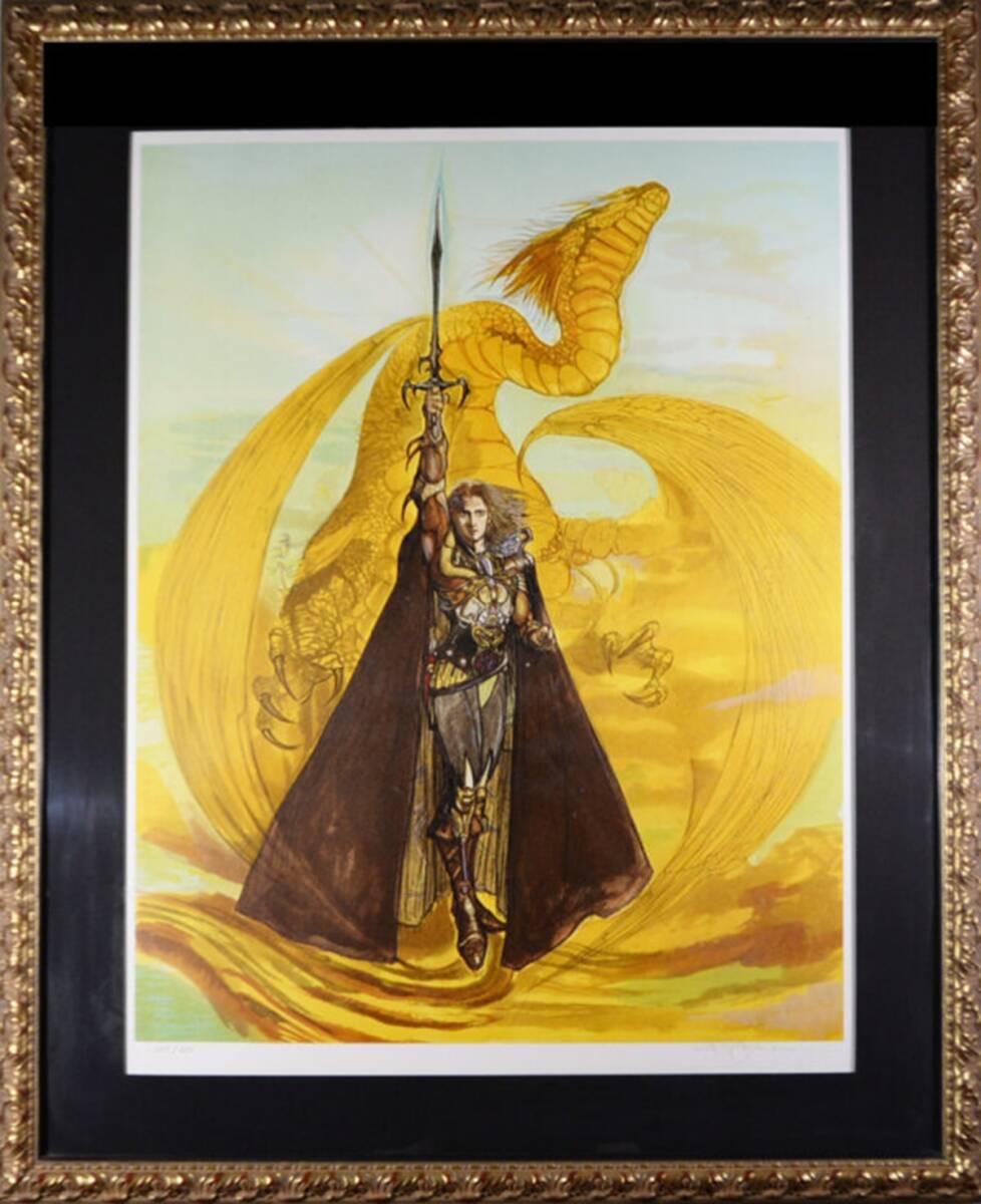 ∇花∇【天野喜孝】作 1987年原画発表 大判リトグラフ20号美人画「黎明