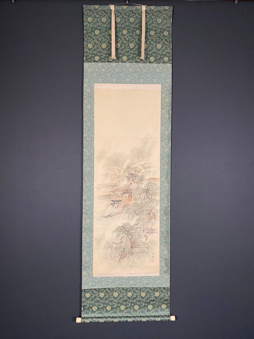 真作】掛軸 横山清暉 水月時鳥図 万延元年69歳 江戸後期 四条派 画家