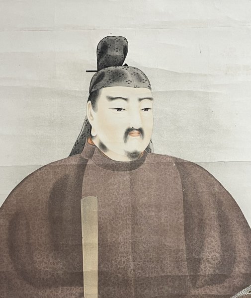天神図 掛軸 紙本金泥彩色画 太巻・箱入 菅原道真 肖像画 江戸絵画
