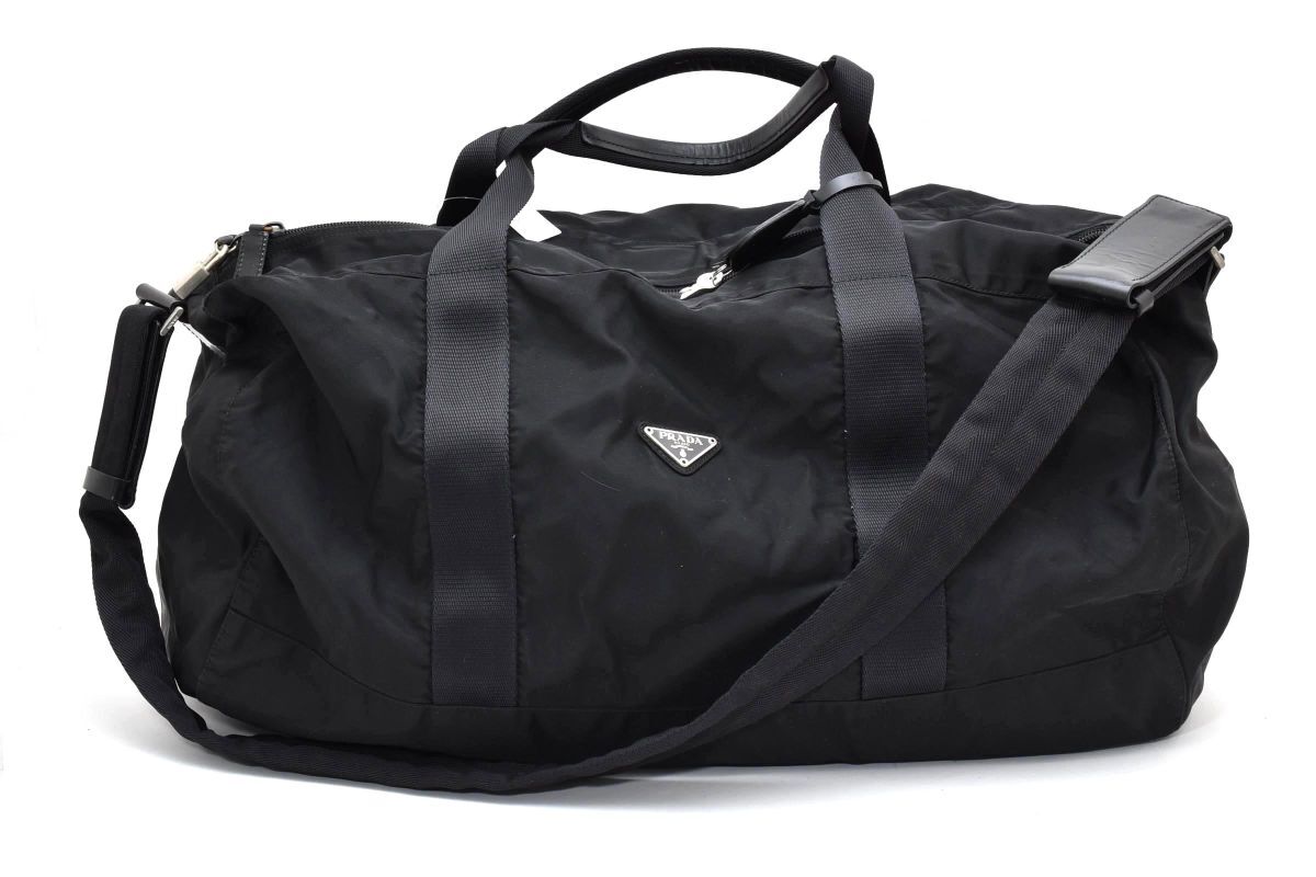 超特大● プラダ 3140 ボストンバッグ 三角ロゴ 旅行用 黒 1円～美品【プラダ/PRADA本物】ボストンバッグ/旅行かばん/トラベル