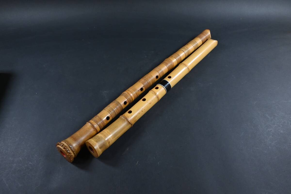 h73)琴古流尺八 【三浦龍畝】 2尺 61.5cm 牙歌口 節残し 銀三線