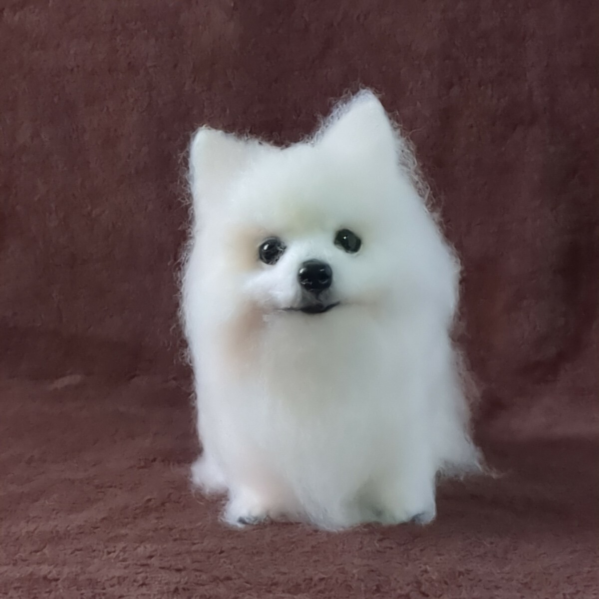 新品】ふわふわ 白ポメちゃん(^-^)羊毛フェルト／ポメラニアン