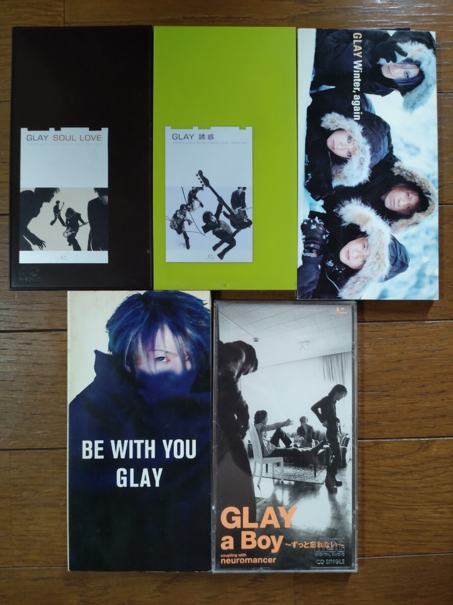 中古】☆GLAY 3枚/ 誘惑 /SOUL LOVE /口唇 /Winter,again/8cmシングル