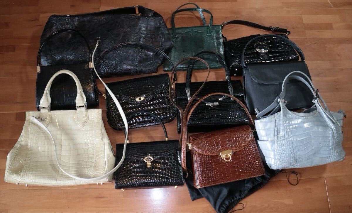 ☆フランス製 BERMA PARIS シャイニー 本クロコダイル レザー 