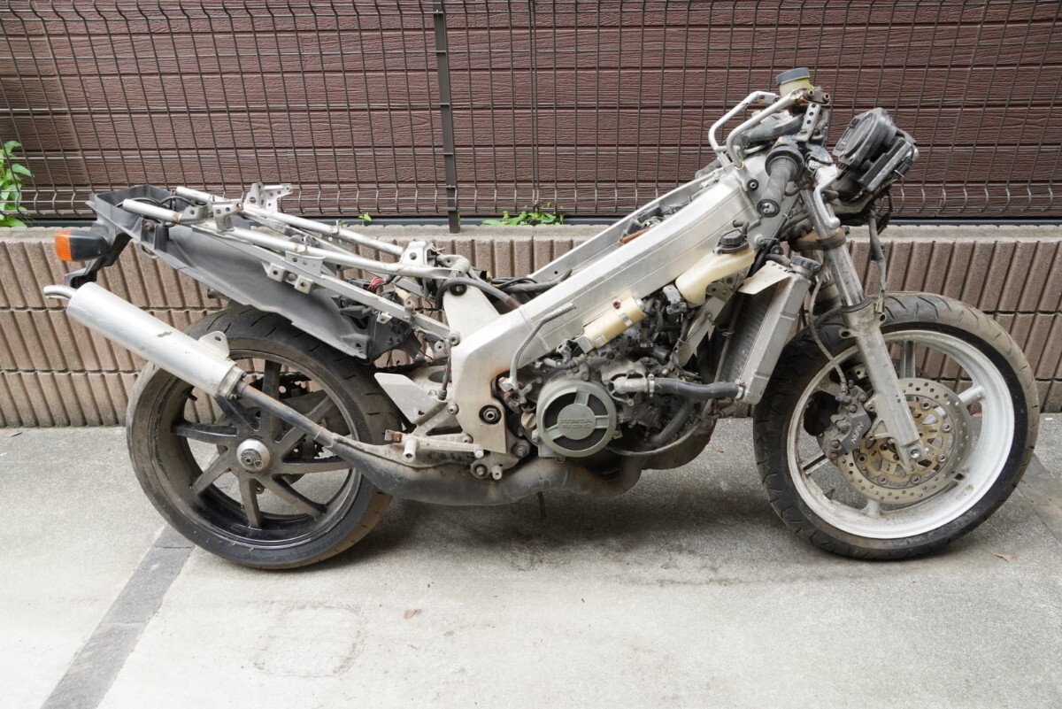 片目耐久カウル FRP製 NSR250/MC18 銀テラ ライト、ステー付き MC16