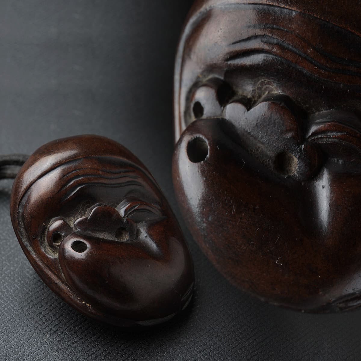 時代提げ物 時代木彫 ひょっとこ 面根付 M R3866
