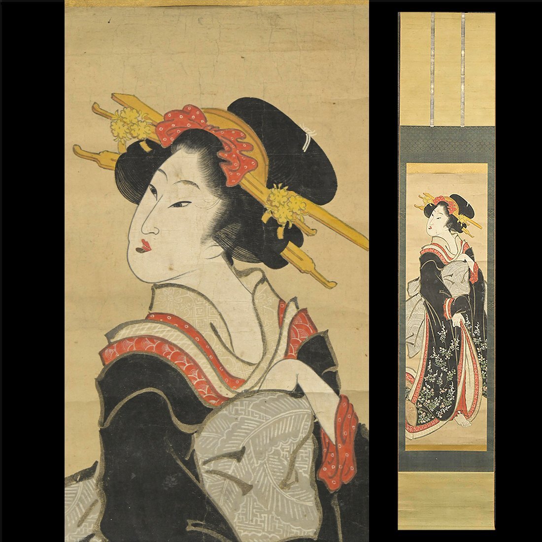 肉筆紙本/【渡辺華山】墨画 馬図/掛軸』検)蔵出し江戸時代武士藩士日本