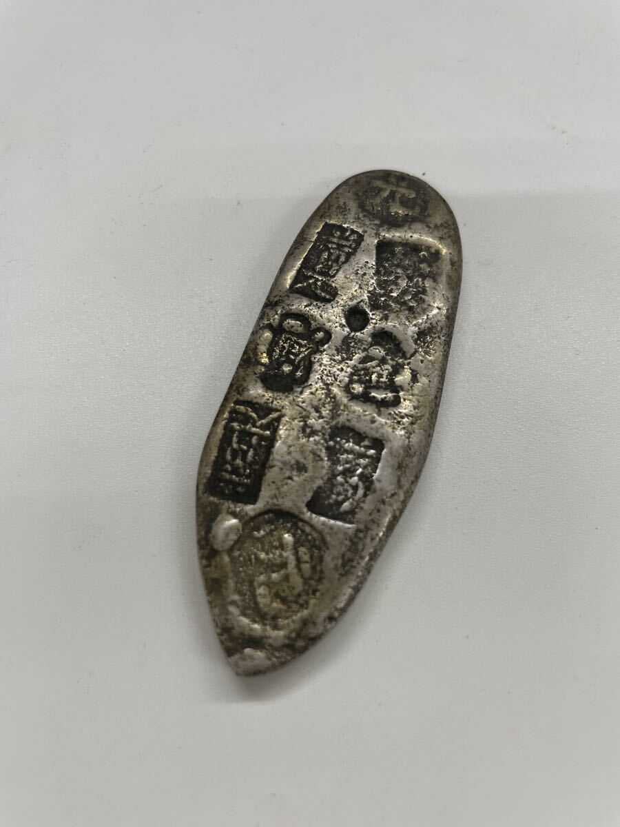 日本古銭□元文丁銀□豆板銀□丁銀□量目133.9g□直径91.0mm×31.0mm