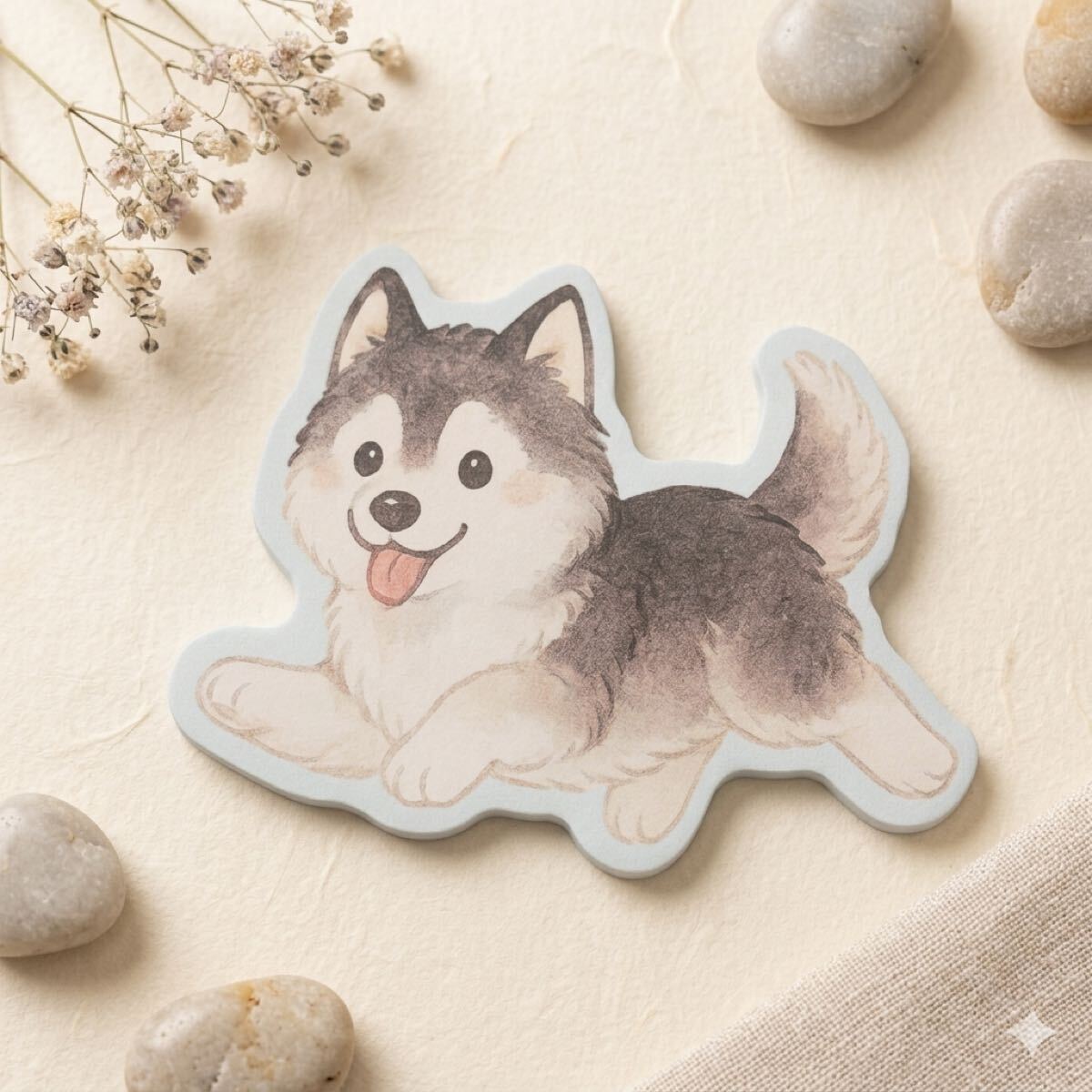 未使用】アラスカンマラミュートのポテポテ行進 子犬 羊毛フェルト