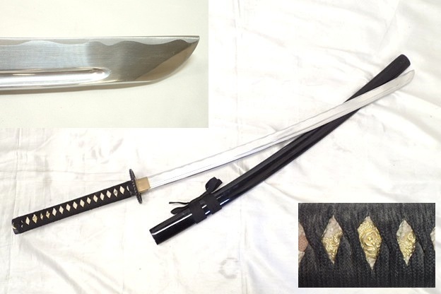中古】希少 木刀 黒柿 縞黒檀 無垢材 101cm 太身 剣道/武道/稽古