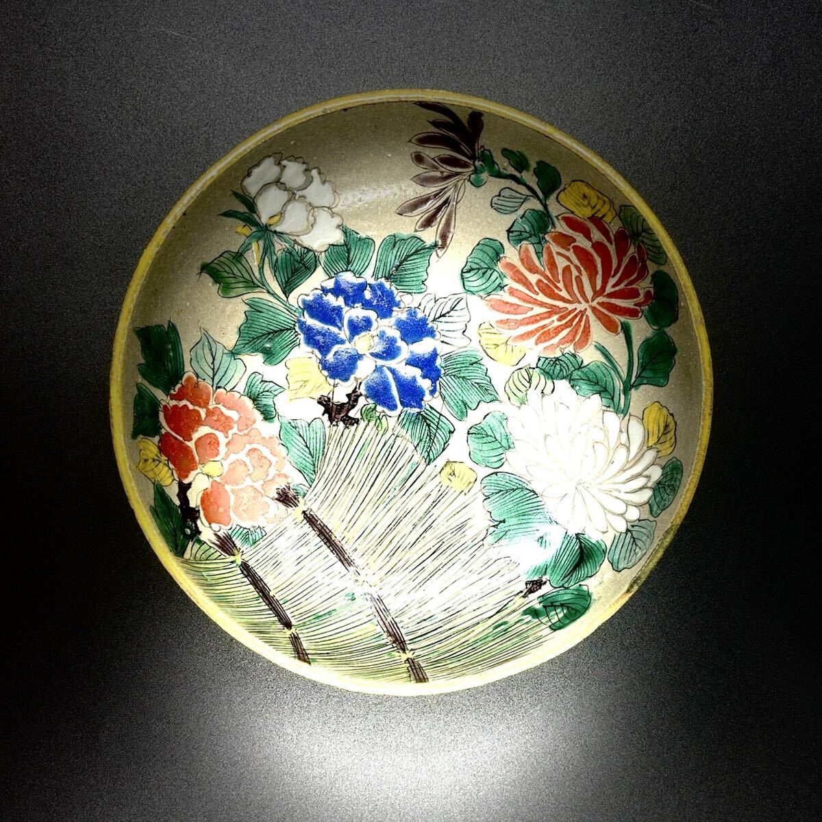 九谷焼 長谷川翠光作 金彩梅花 抹茶碗 翠陶園 純金箔（D1805）の落札