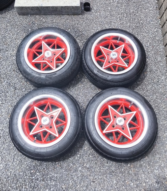 13インチ 4穴 pcd100 7j±0 スターシャーク風ホイールの落札情報詳細