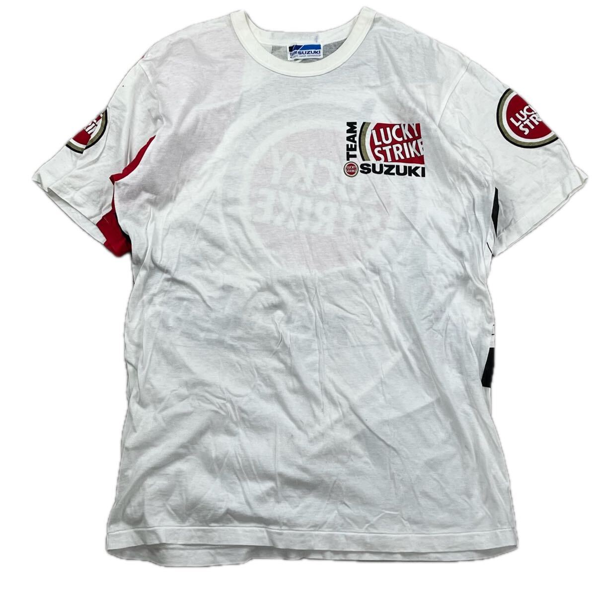 お洒落/英国製！◇80's-90's TEAM LUCKY STRIKE SUZUKI 綿100地 半袖