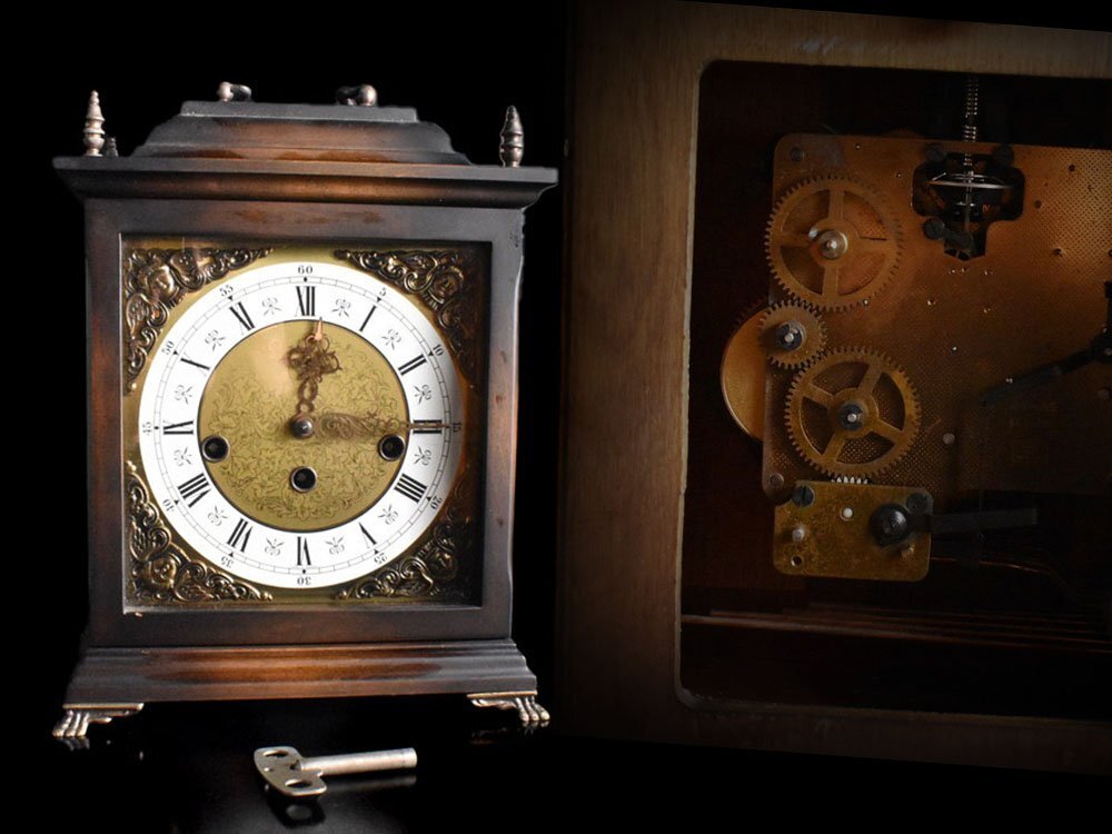 中古】KIENZLE(キンツレ) 置時計 ドイツ製 ウエストミンスターチャイム