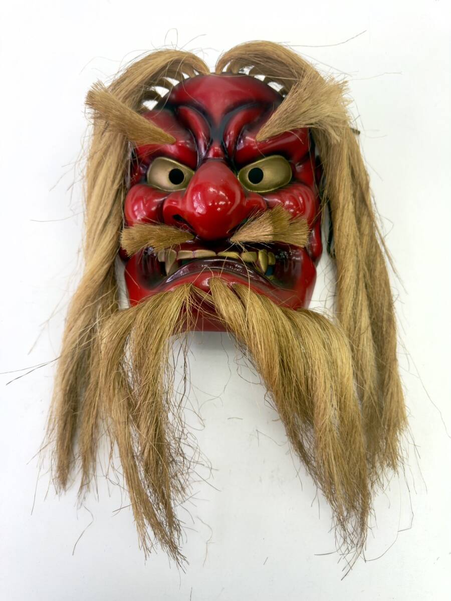 時代工芸 木造 彩色 獅子頭 獅子面 獅子舞 木彫彫刻 縁起物 魔除け