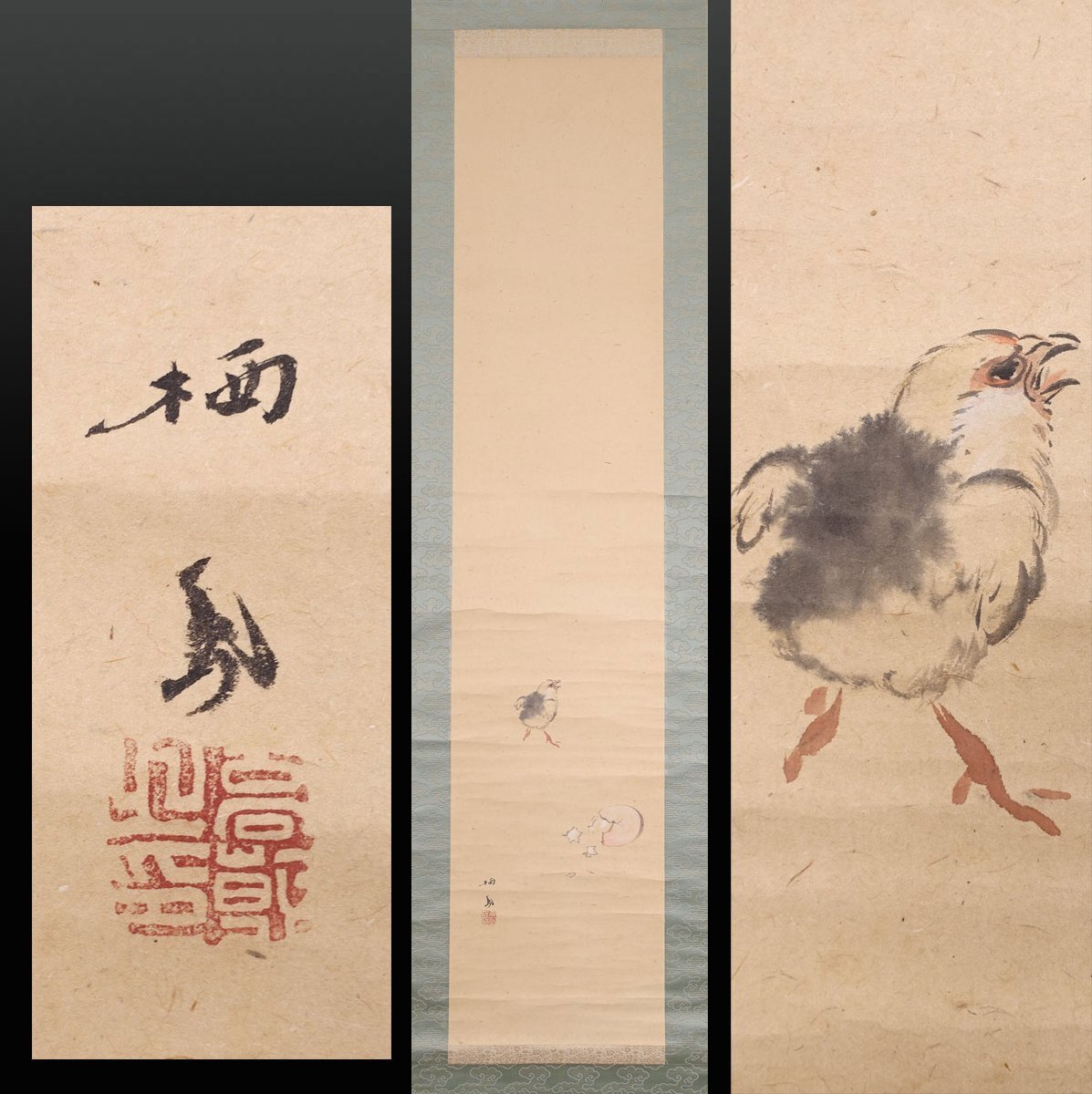 真作】竹内栖鳳 桜花鳥図 絹本着色 日本画家 幸野楳嶺門下四天王筆頭