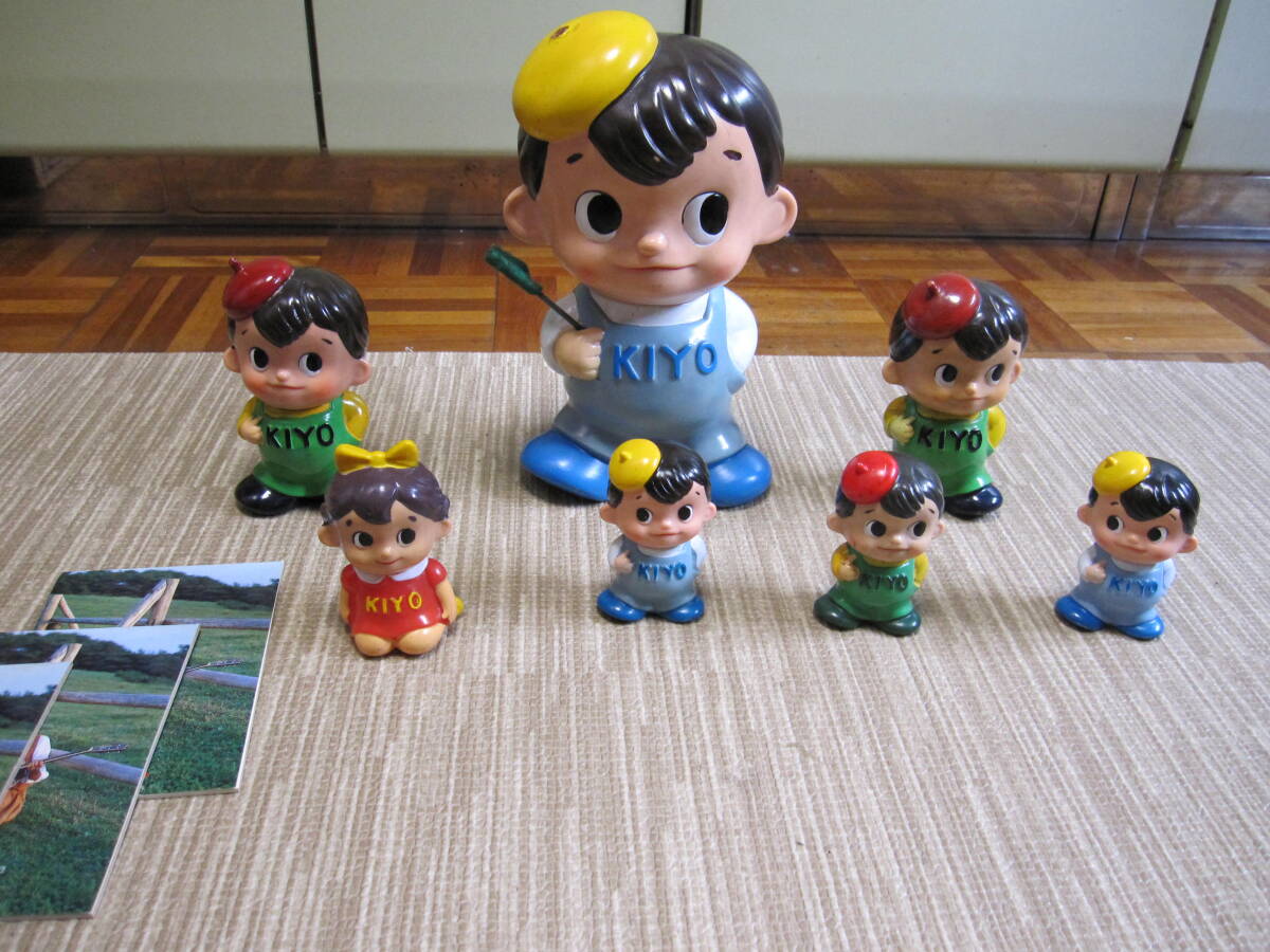 紀陽銀行　フィギュアセット　昭和レトロ　キヨ子ちゃん　キヨー坊や　貯金箱 紀陽銀行 キヨー坊や＆キヨ子ちゃん ソフビ 貯金箱 5体セットの落札