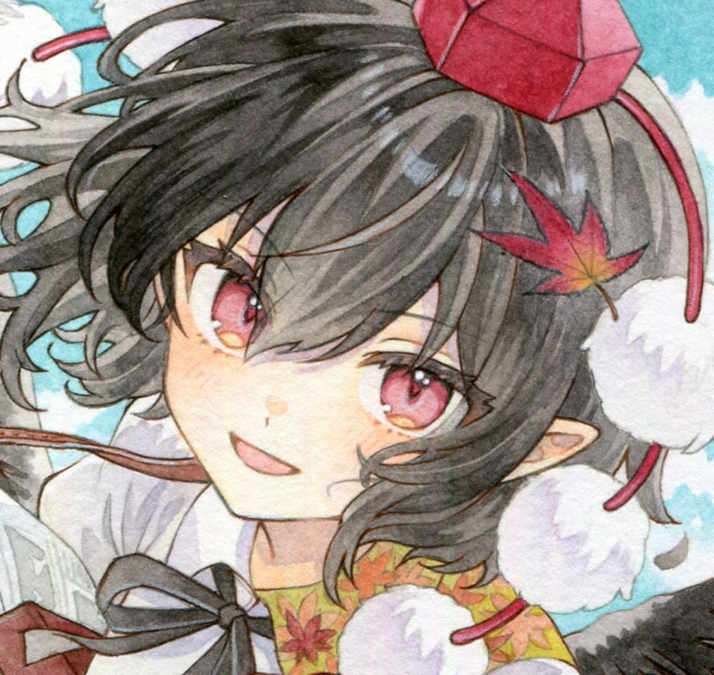 新品】【東方】射命丸文 手描きイラスト/B5（not色紙)/水墨画/送料無料