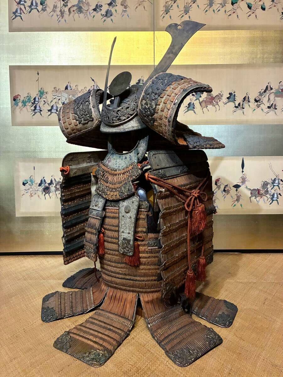 美術品】【侍】江戸時代 変り兜 甲冑 烏帽子形兜 紺糸威 鎧兜一式 等身