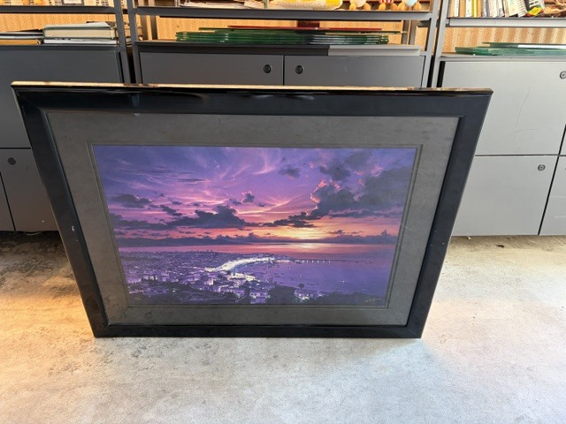 中古】□新品 サルボ『エーゲ海』シルクスクリーン□87/300 額装品□の