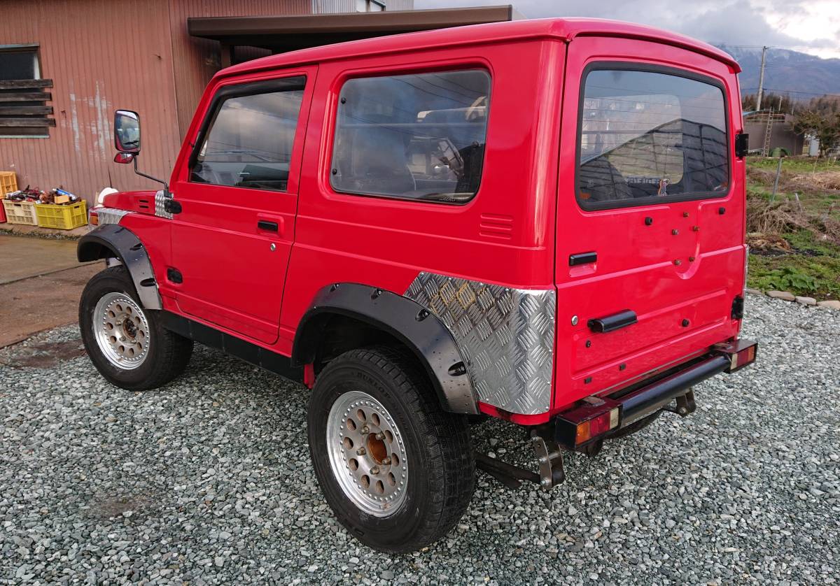 平成6年 Ja11 ジムニー リフトアップ 社外ホイール オーバーフェンダー 社外マフラー 赤色全塗装 クールベール 当時 旧車 の落札情報詳細 ヤフオク落札価格情報 オークフリー スマートフォン版