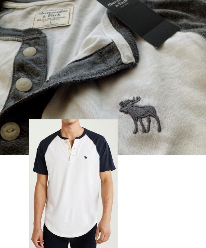 新品 既決usa アバクロ Abercrombie 完売胸元刺繍 Moose ロゴ入ヘンリー Abercrombie Henley Neck Tee White X Grey Xl 値下げ交渉 の落札情報詳細 ヤフオク落札価格情報 オークフリー