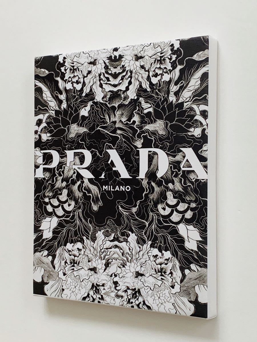 新品】オマージュアートパネル PRADA × 花模様 インテリアパネル
