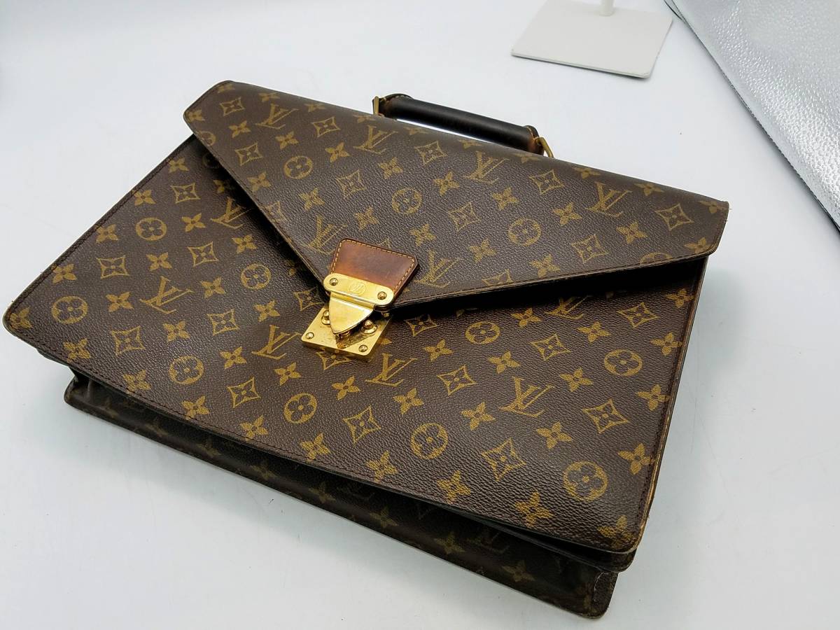 1円 ヴィトン モノグラム レザー ビジネス バッグ