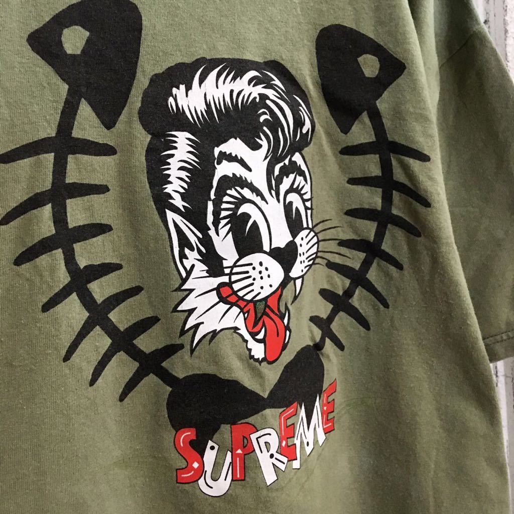 2003 SUPREME ストレイキャッツ プリントtシャツ シュプリーム カーキ 