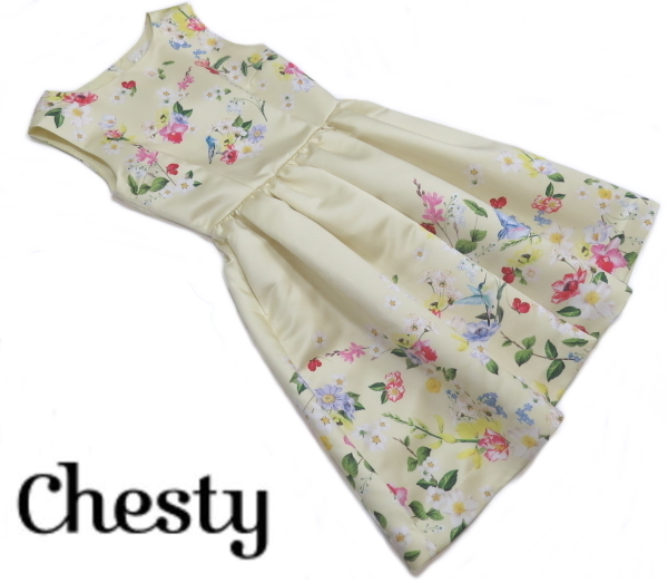 美品チェスティchesty ノースリーブ ワンピース1 黄色パステルイエロー花柄 鳥 の落札情報詳細 ヤフオク落札価格情報 オークフリー スマートフォン版