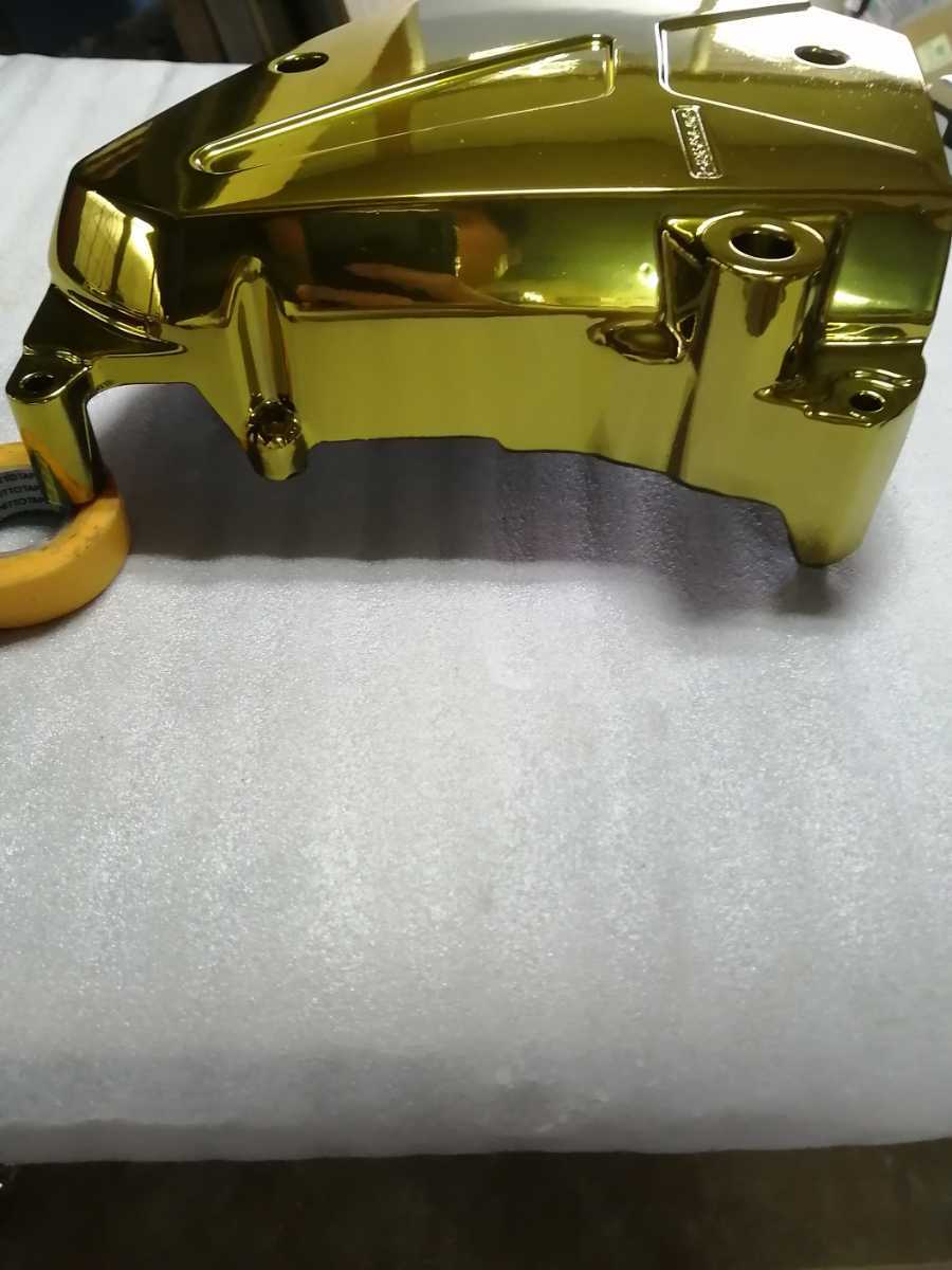 新品】ゼファーχ ゼファー400 カイ ゴールドスプロケットカバー メッキ