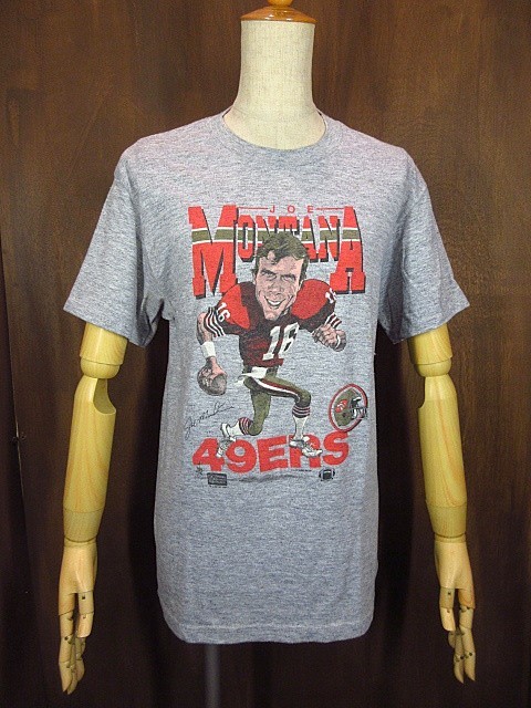 ビンテージ80's☆JOE MONTANAプリントTシャツ霜降りグレーsizeM