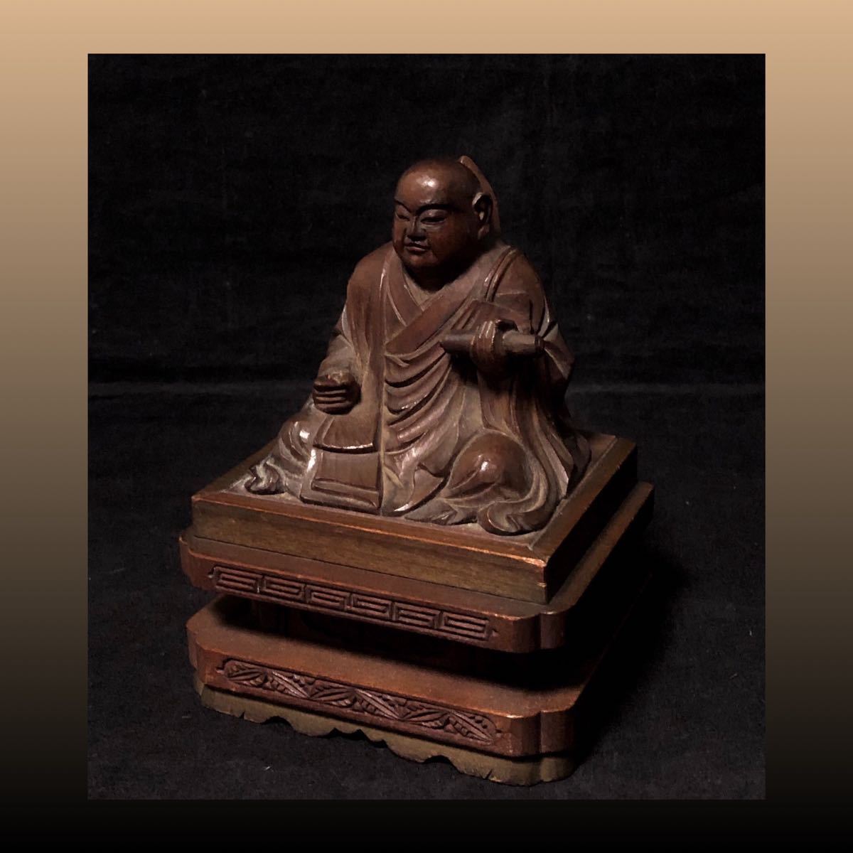 尚寳堂】帝室技芸員人間国宝 高村光雲 岩上觀音像 平成4年9月 高さ8.4