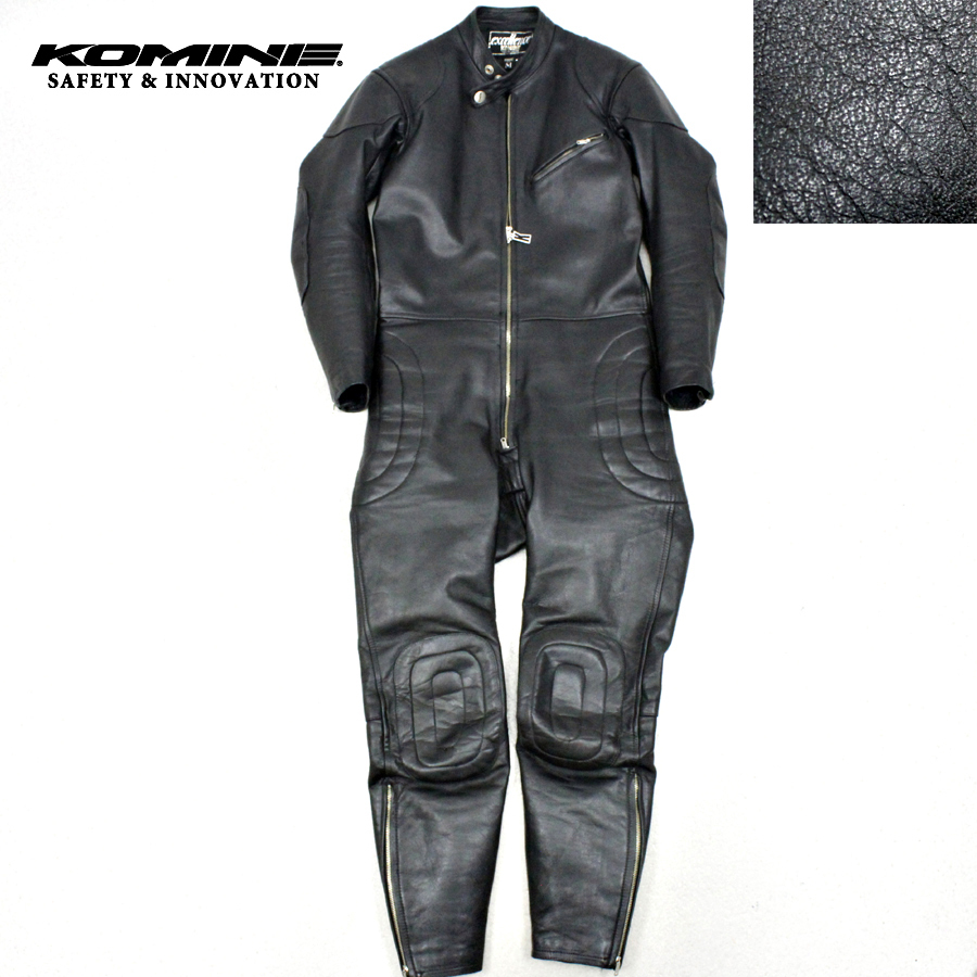 美品 KOMINE コミネ レザースーツ M-L相当 ブラック オール