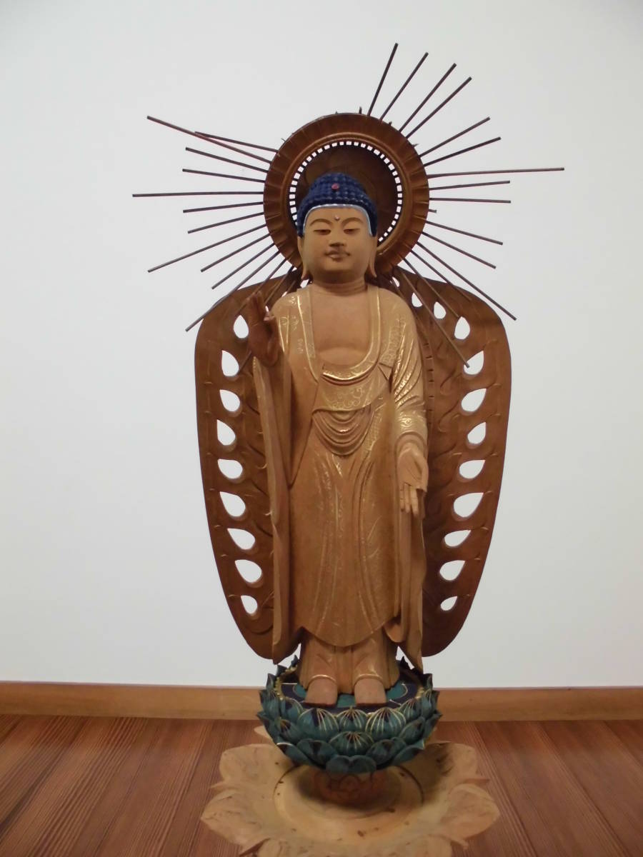 時代 仏教美術 木彫 如来 仏像 高さ約53cm 釈迦 如来