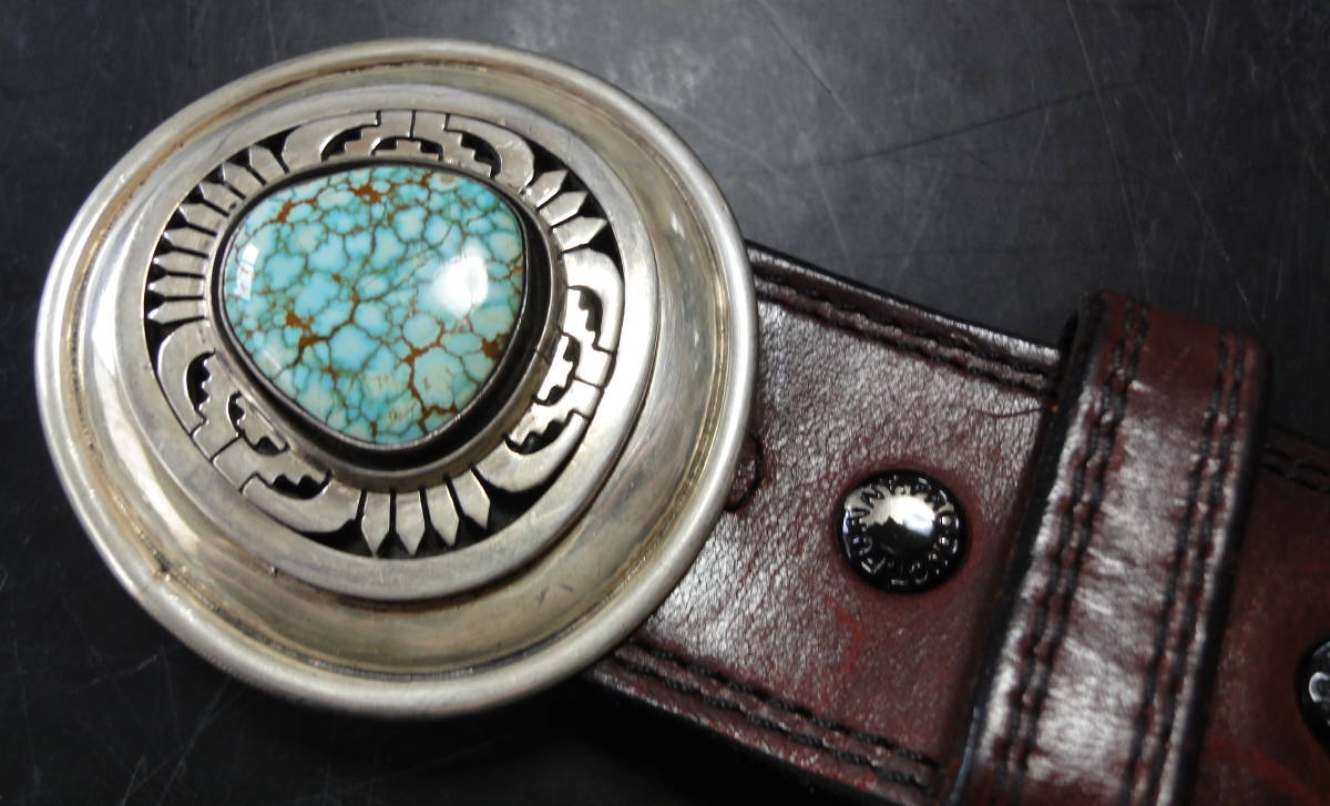 LEONARD NEZレオナルドネズターコイズ バックルレザーベルト