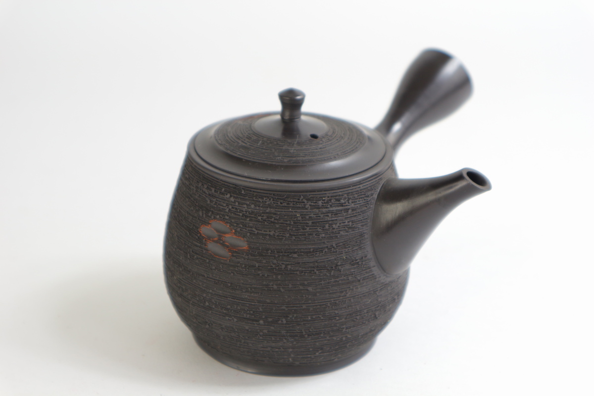 上村洋幸造 石龍朱泥丸型細字彫急須（紙箱） 上村洋幸造