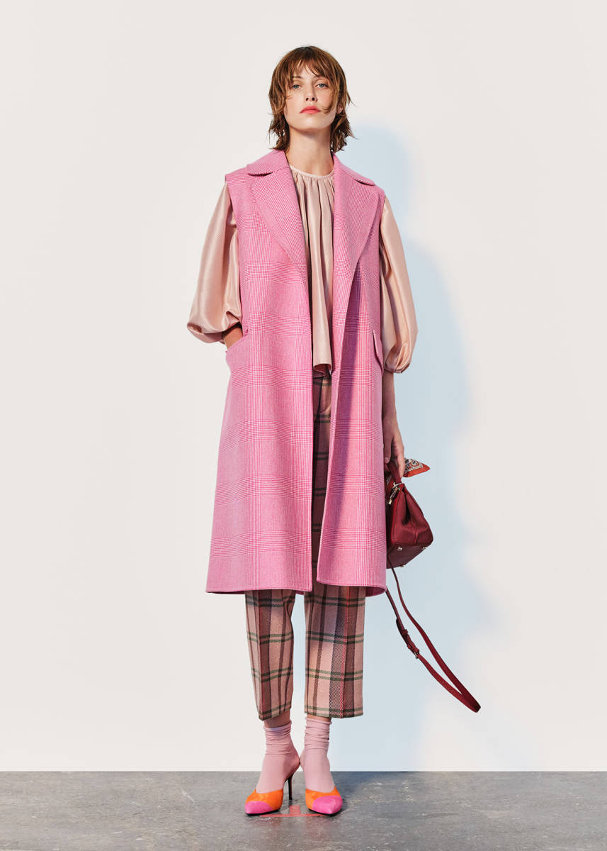 美品 Drawer ドゥロワー ロングジレ ベスト コート 36size チェック