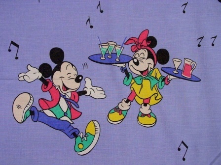 ミッキーミニーちゃん ダンスチアガール柄 フラットシーツ ビンテージ