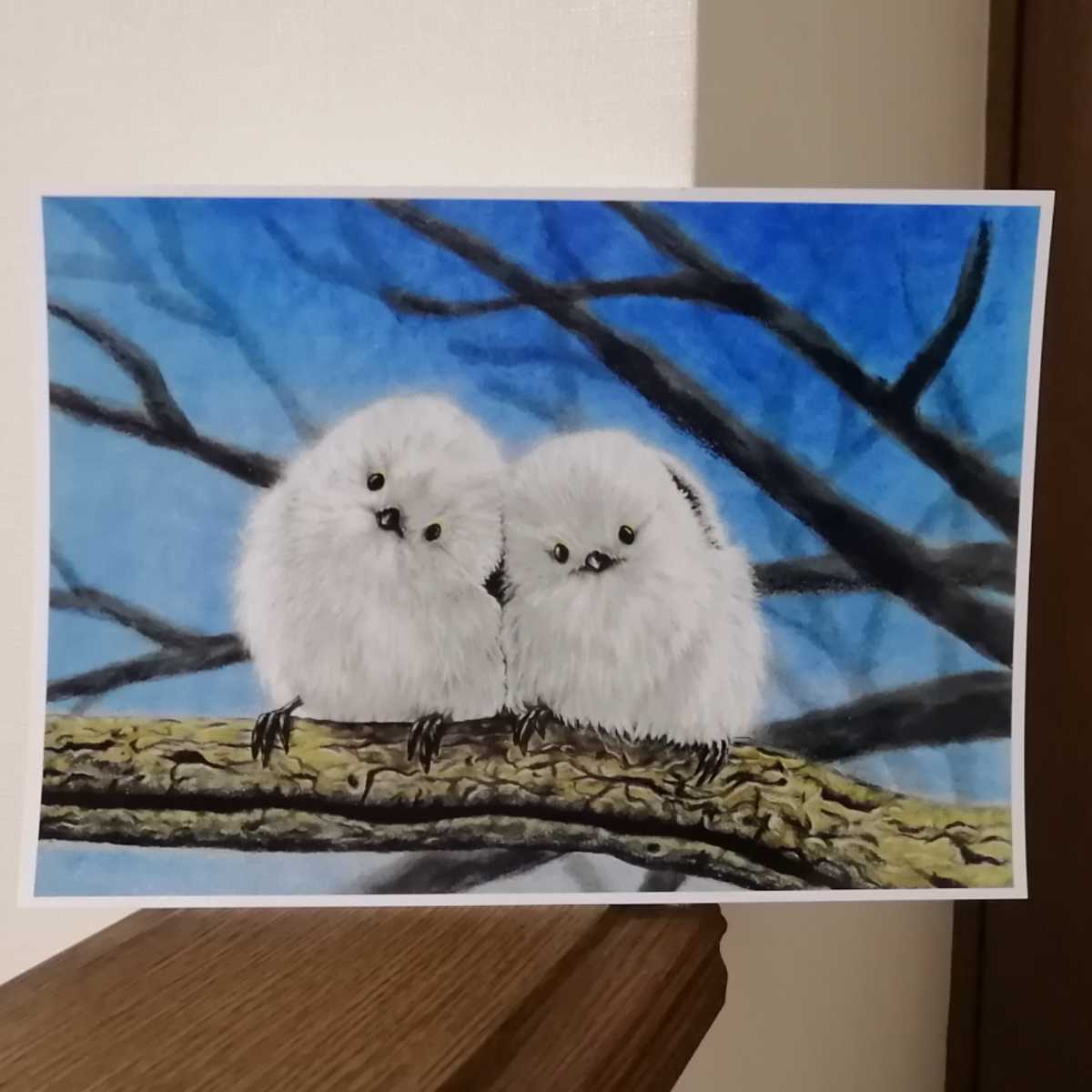 原画 並べて連なるシマエナガのミニ絵画① 絵画 kira 通販