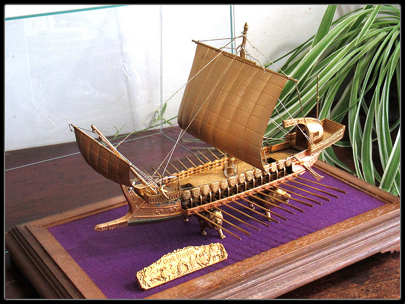 ヴィンテージ 古代ギリシャ軍艦ガレー船 三段櫂船トライリーム
