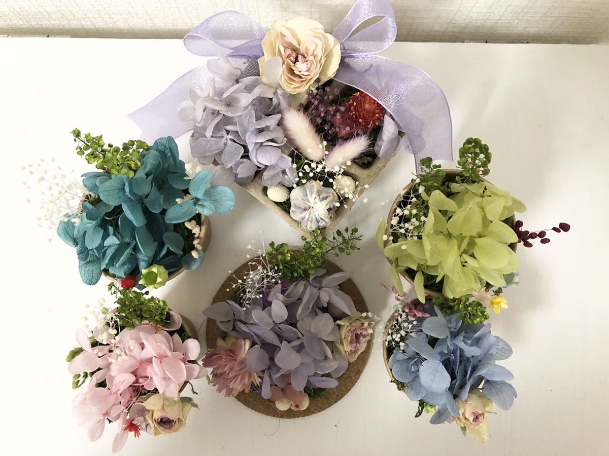 新品 激安 格安 プリザーブドフラワー ドライフラワー ハンドメイド アレンジメント 全部で6点セット お買い得品 アジサイ紫陽花バラ の落札情報詳細 ヤフオク落札価格情報 オークフリー スマートフォン版