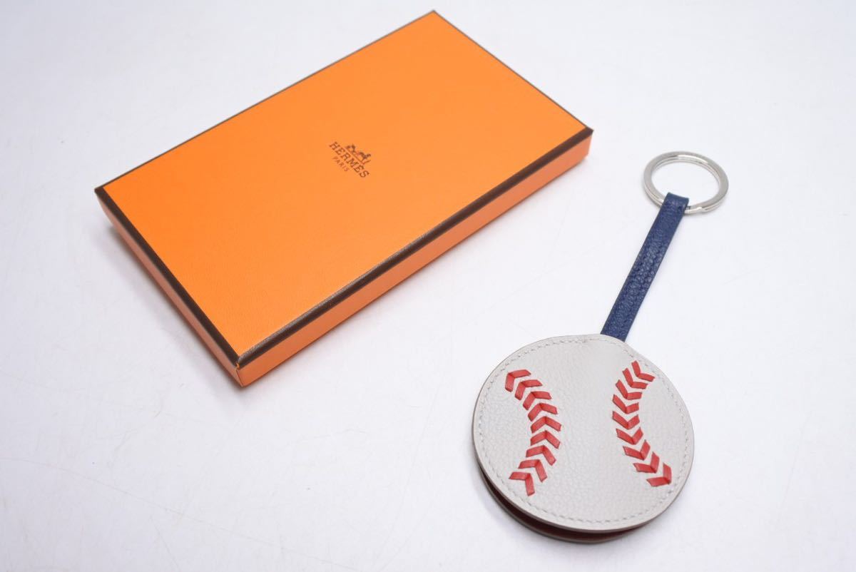 HERMES エルメス ベースボール チャーム C刻印 グレー ネイビー