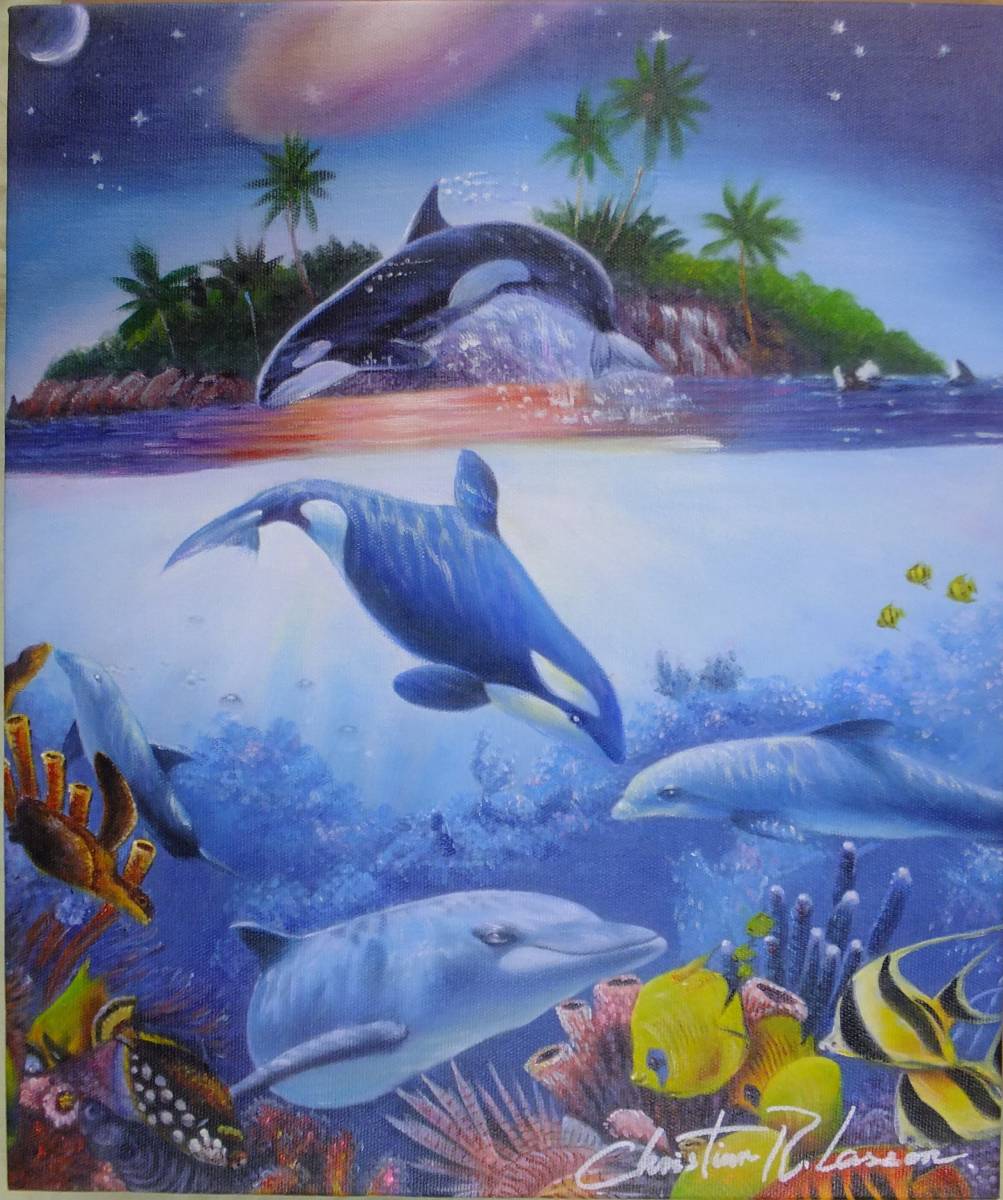 T.Y. クリスチャン・ラッセン「風景」サイン F8　額装済み 肉筆手描き T.Y.様専用 クリスチャン・ラッセン「風景」サイン F8 額装済み