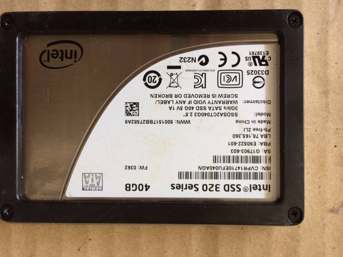 Intel Ssd ３ Series 40gb 現状 Win10pro 64bitインストール済み の落札情報詳細 ヤフオク落札価格情報 オークフリー スマートフォン版