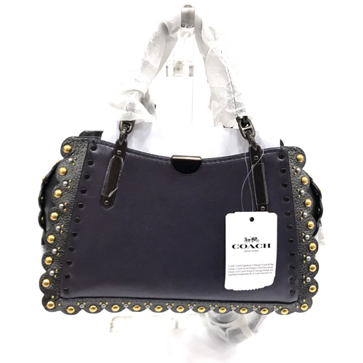 美品　COACH ドリーマー ウィズ スカラップ リベットハンドバッグ　2way 1円 コーチ ドリーマー21ウィズスカラップリベット ハンドバッグ